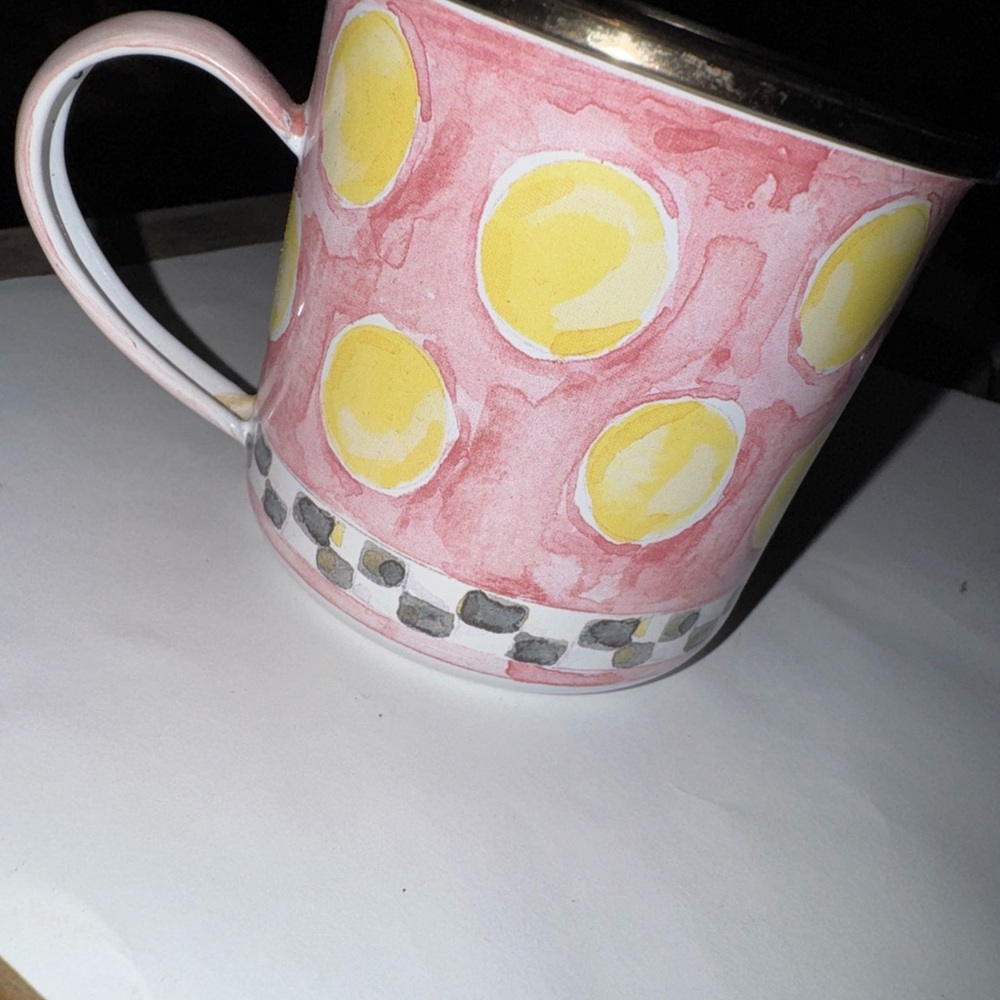 McKenzie Child’s Whimsical Pink and Yellow Drinkware Mug